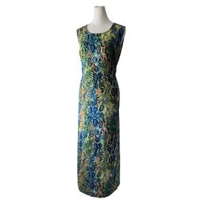 Vintage Y2K Mlle Gabrielle Multicolored Sleeveless Belted Maxi Dress